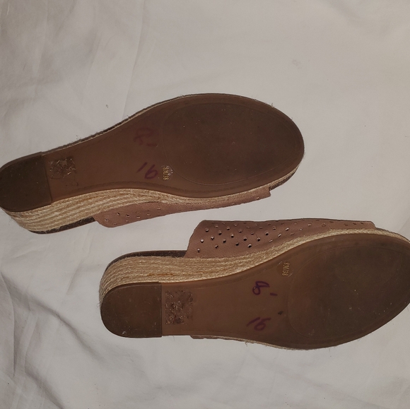 Lucky Brand faux Leather Open Toe Mules Wedge Sandals Heels - Picture 5 of 6